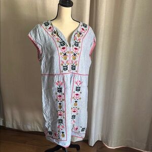 Boden Blue Embroidered Midi Dress